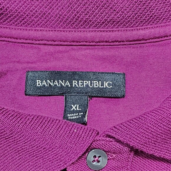 Banana Republic Organic Pique Tipped Polo Shirt XL‎ Purple Short Sleeve Mens - Picture 4 of 9